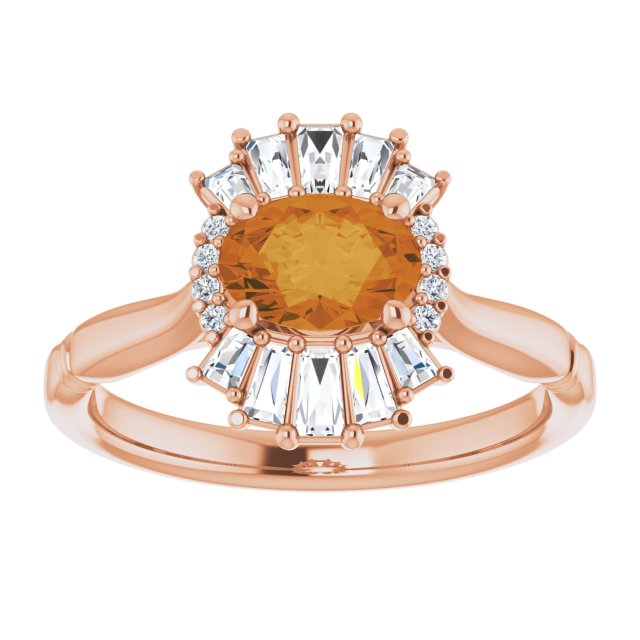 Oval Natural Citrine & 1/4 CTW Natural Diamond Ring