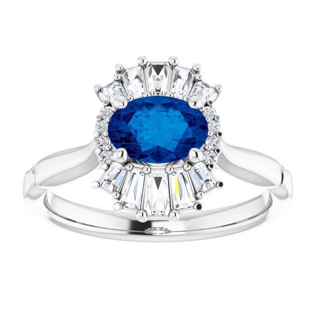 Oval Natural Blue Sapphire & 1/4 CTW Natural Diamond Ring