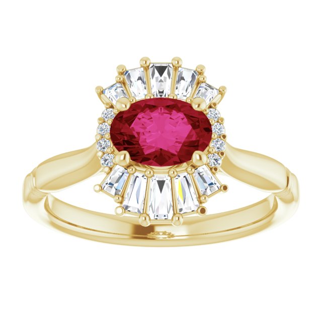 Oval Lab-Grown Ruby & 1/4 CTW Natural Diamond Ring