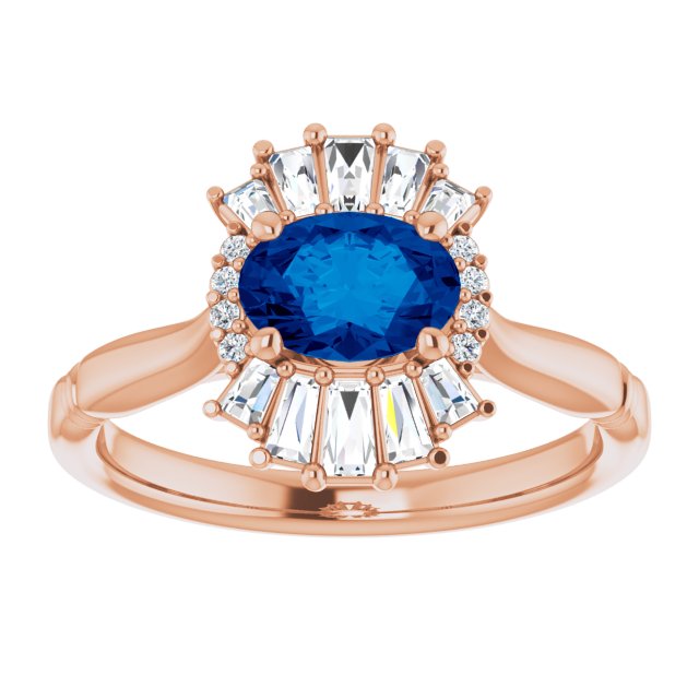 Oval Natural Blue Sapphire & 1/4 CTW Natural Diamond Ring