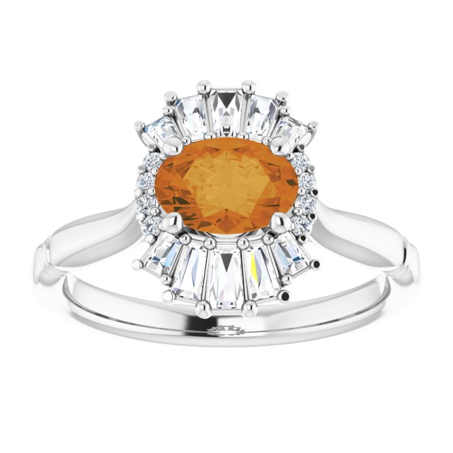 Oval Natural Citrine & 1/4 CTW Natural Diamond Ring