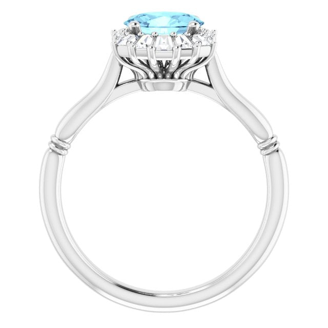 Oval Natural Aquamarine & 1/4 CTW Natural Diamond Ring