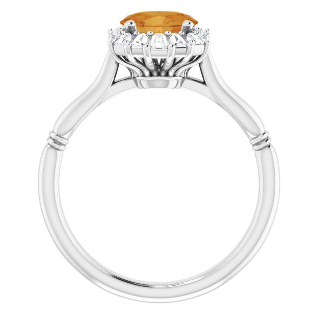 Oval Natural Citrine & 1/4 CTW Natural Diamond Ring