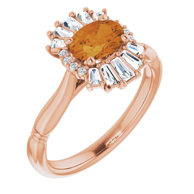 Oval Natural Citrine & 1/4 CTW Natural Diamond Ring