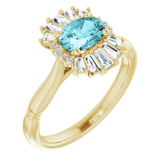 Oval Natural Blue Zircon & 1/4 CTW Natural Diamond Ring