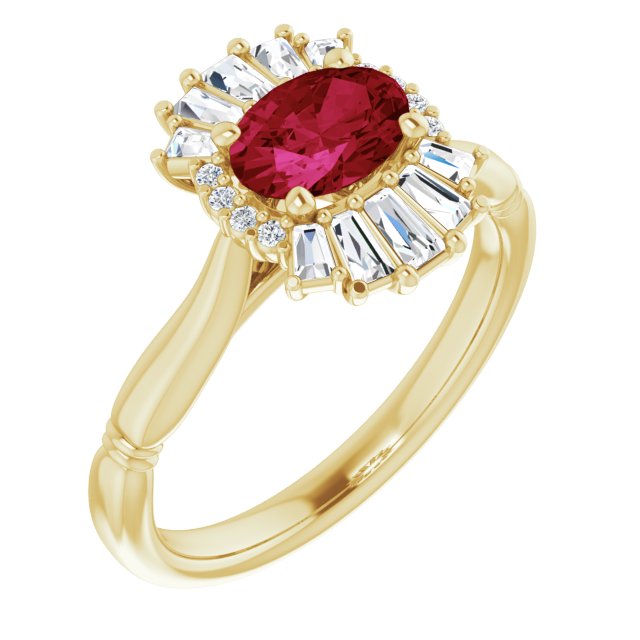 Oval Lab-Grown Ruby & 1/4 CTW Natural Diamond Ring