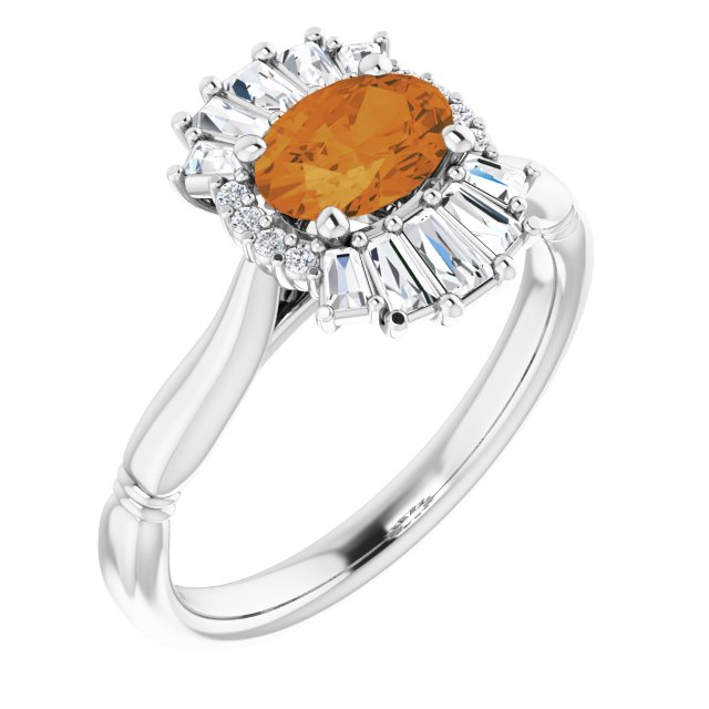 Oval Natural Citrine & 1/4 CTW Natural Diamond Ring