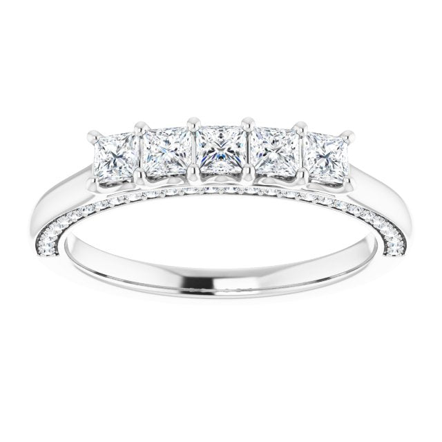 Square 5/8 CTW Natural Diamond Anniversary Band