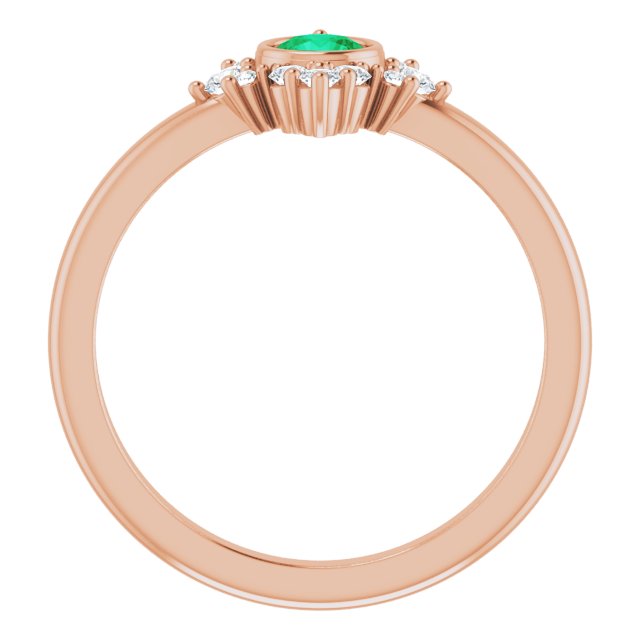 Round Lab-Grown Emerald & 1/5 CTW Natural Diamond Ring
