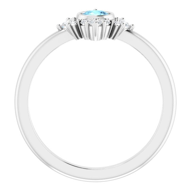 Round Natural Aquamarine & 1/5 CTW Natural Diamond Ring