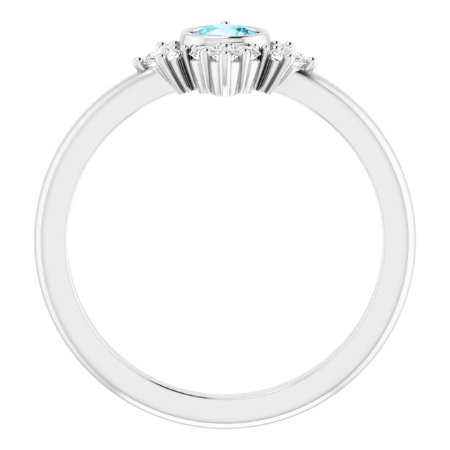 Round Natural Blue Zircon & 1/5 CTW Natural Diamond Ring