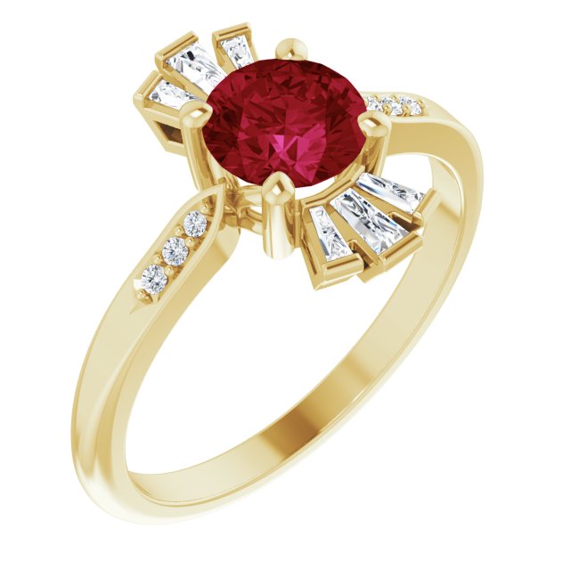 Round Lab-Grown Ruby & 1/6 CTW Natural Diamond Ring