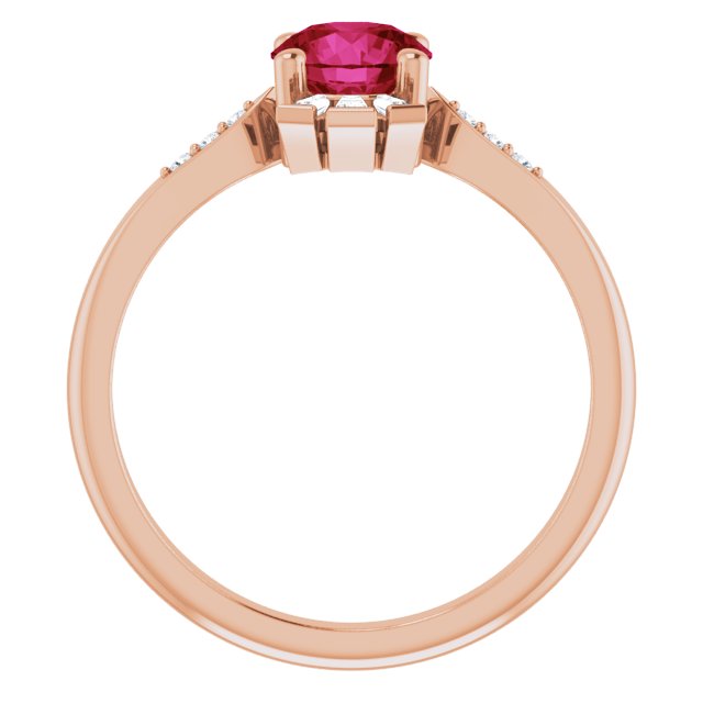 Round Lab-Grown Ruby & 1/6 CTW Natural Diamond Ring