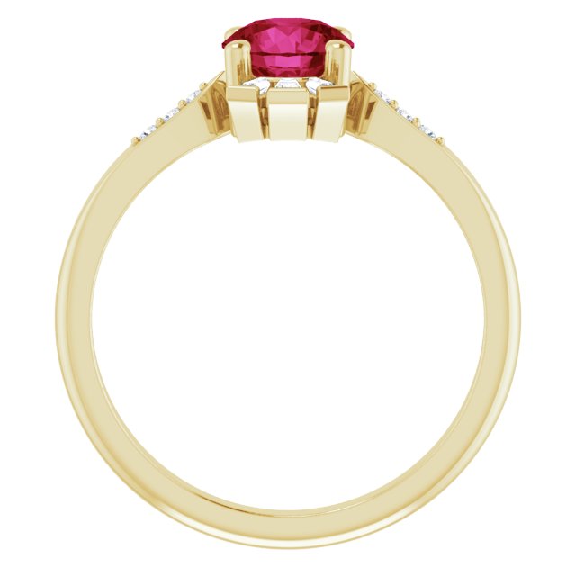 Round Lab-Grown Ruby & 1/6 CTW Natural Diamond Ring