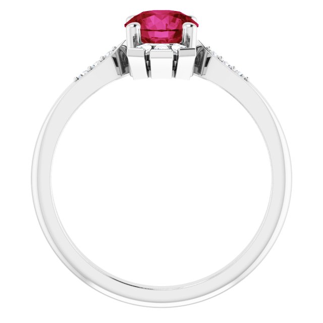 Round Lab-Grown Ruby & 1/6 CTW Natural Diamond Ring