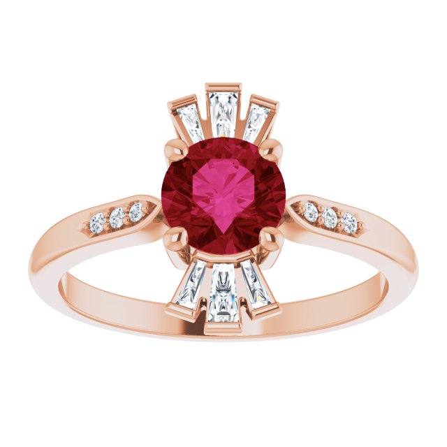 Round Lab-Grown Ruby & 1/6 CTW Natural Diamond Ring