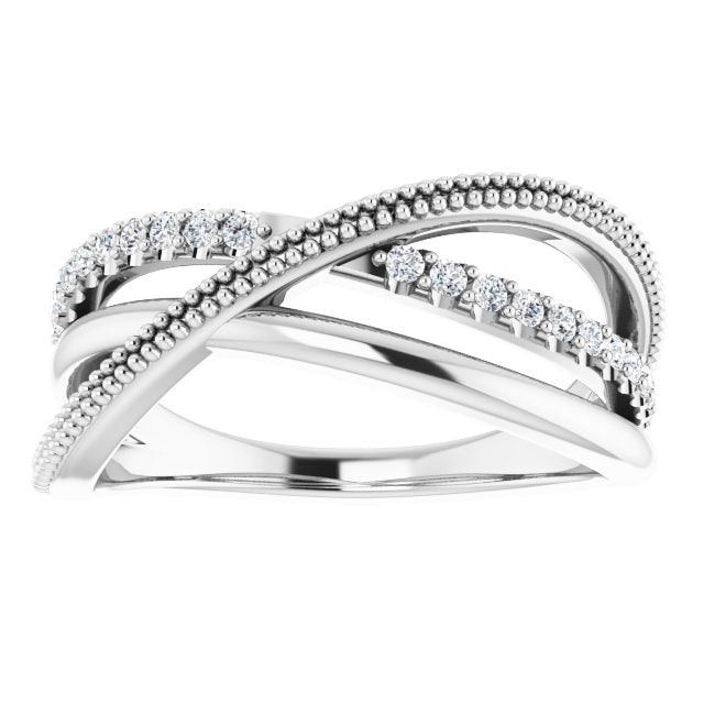 Round 1/5 CTW Lab-Grown Diamond Criss-Cross Ring