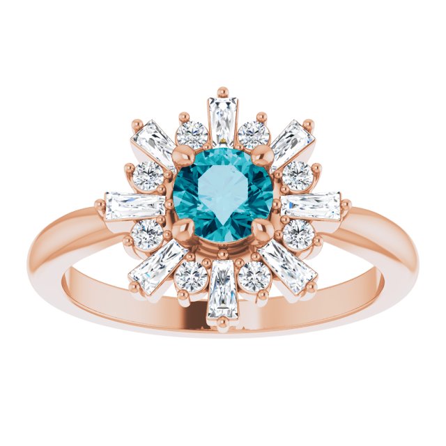 Round Natural London Blue Topaz & 3/8 CTW Natural Diamond Ring