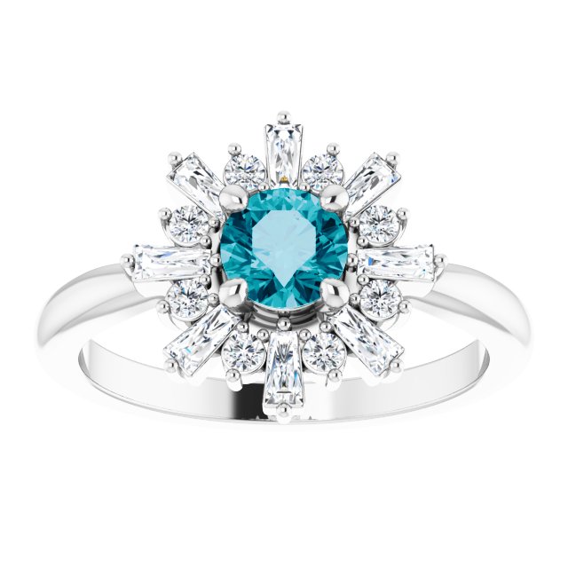 Round Natural London Blue Topaz & 3/8 CTW Natural Diamond Ring