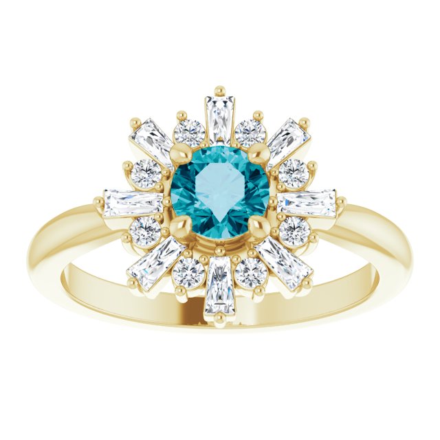 Round Natural London Blue Topaz & 3/8 CTW Natural Diamond Ring