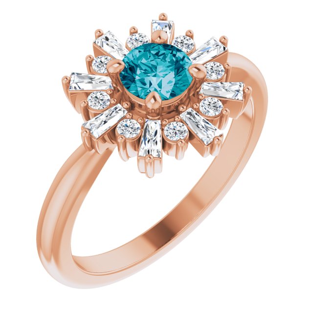Round Natural London Blue Topaz & 3/8 CTW Natural Diamond Ring