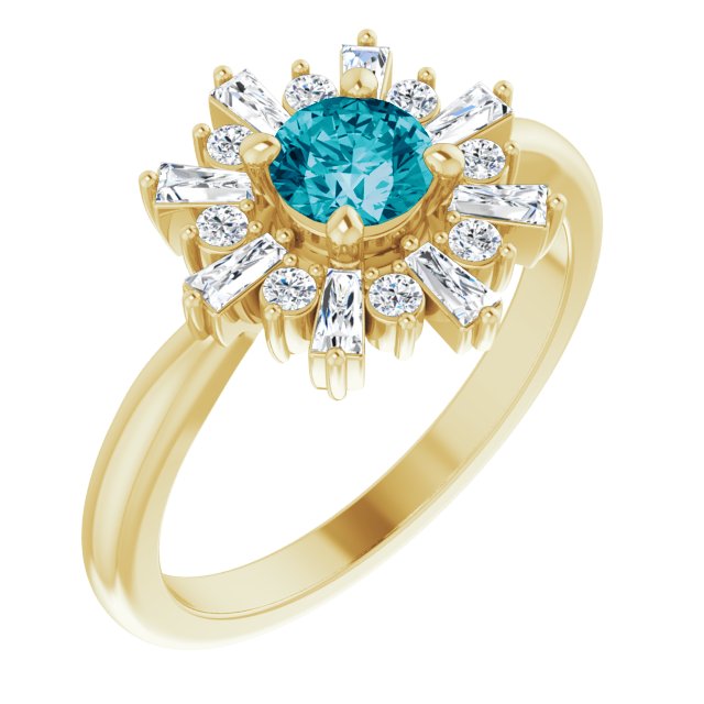 Round Natural London Blue Topaz & 3/8 CTW Natural Diamond Ring