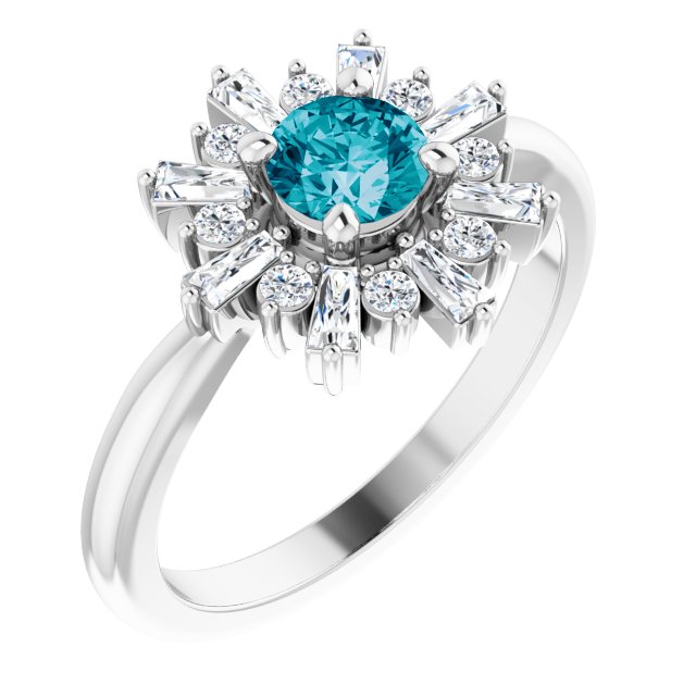 Round Natural London Blue Topaz & 3/8 CTW Natural Diamond Ring
