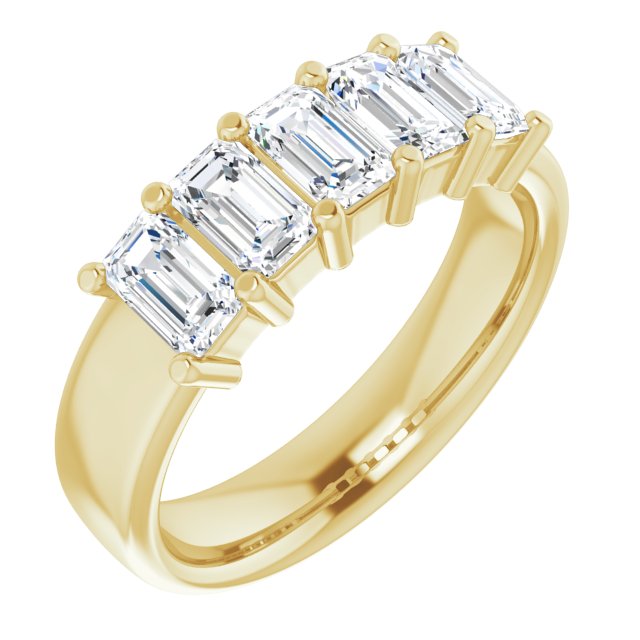 Emerald 1 5/8 CTW Natural Diamond Anniversary Band