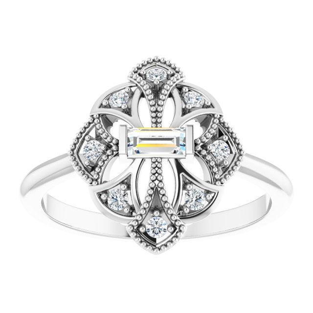 1/6 CTW Diamond Vintage-Inspired Ring