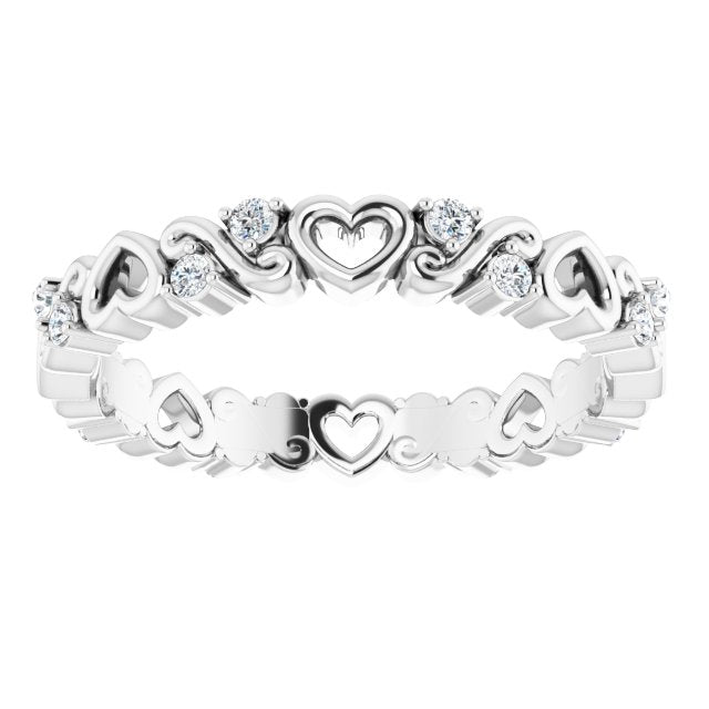 1/8 CTW Natural Diamond Heart Eternity Band