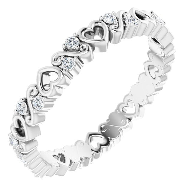 1/8 CTW Natural Diamond Heart Eternity Band