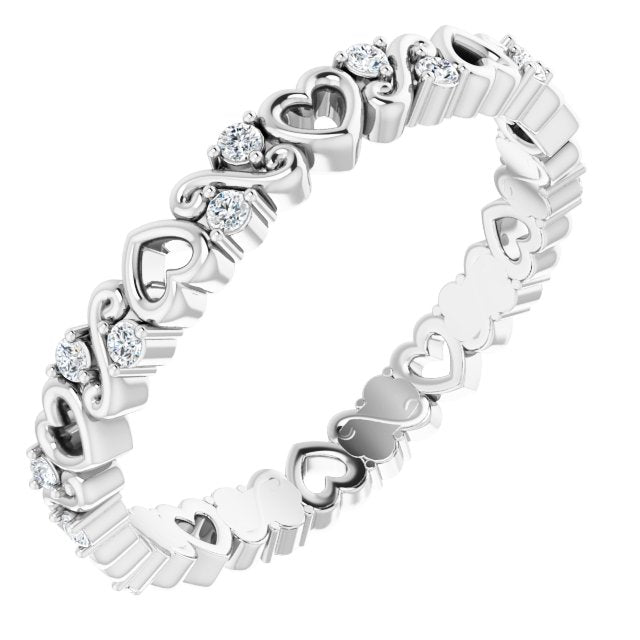 1/8 CTW Natural Diamond Heart Eternity Band