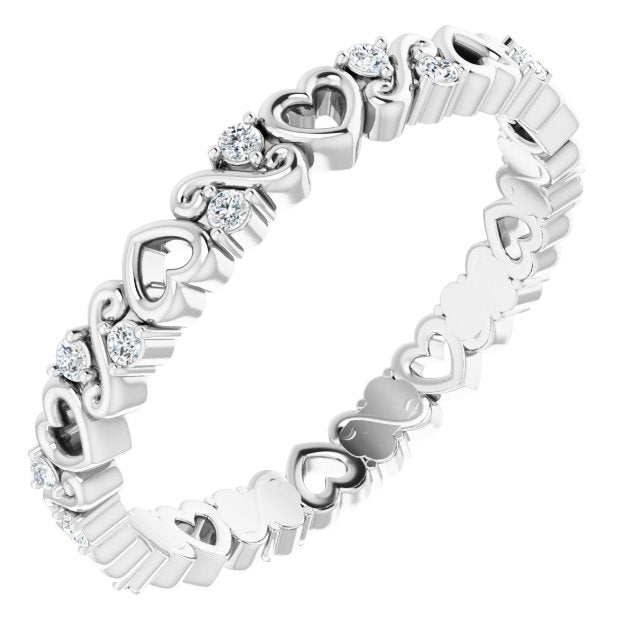 1/8 CTW Natural Diamond Heart Eternity Band