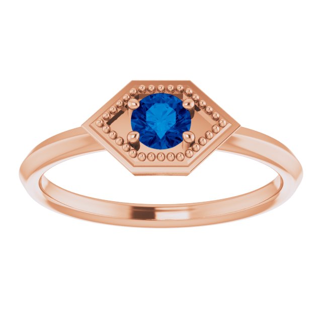 Round Natural Blue Sapphire Geometric Ring