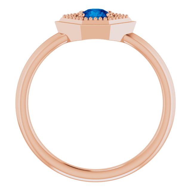 Round Natural Blue Sapphire Geometric Ring