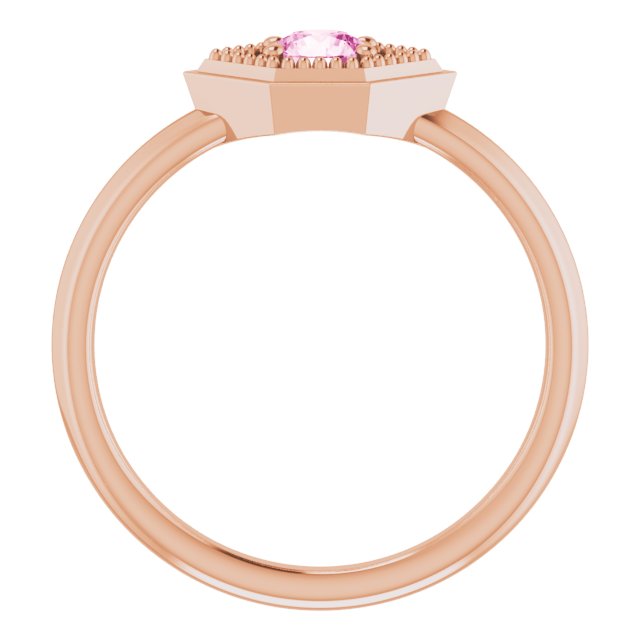 Round Natural Pink Sapphire Geometric Ring