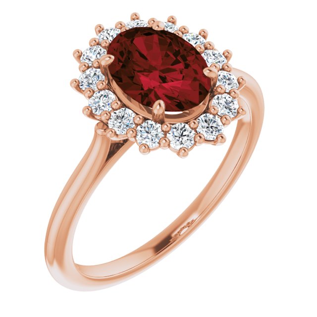 Oval Natural Mozambique Garnet & 3/8 CTW Natural Diamond Ring