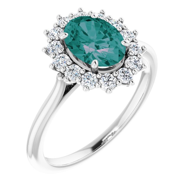 Oval Lab-Grown Alexandrite & 3/8 CTW Natural Diamond Ring