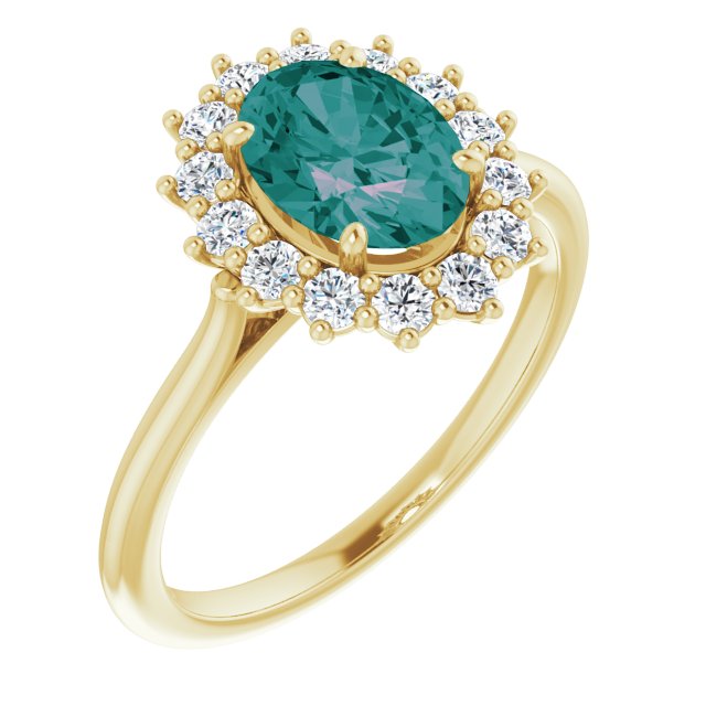 Oval Lab-Grown Alexandrite & 3/8 CTW Natural Diamond Ring