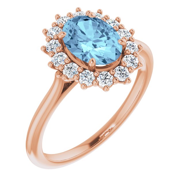 Oval Natural Aquamarine & 3/8 CTW Natural Diamond Ring