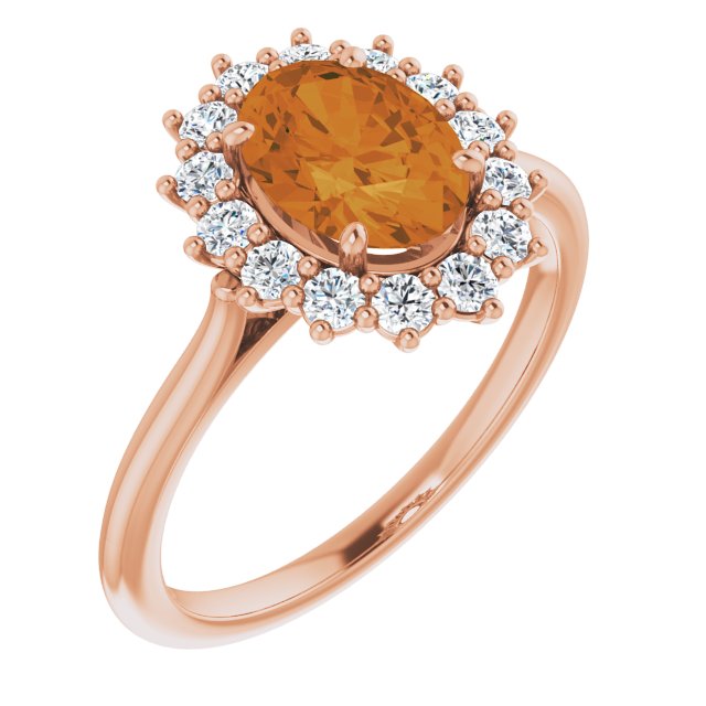 Oval Natural Citrine & 3/8 CTW Natural Diamond Ring