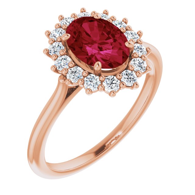 Oval Lab-Grown Ruby & 3/8 CTW Natural Diamond Ring
