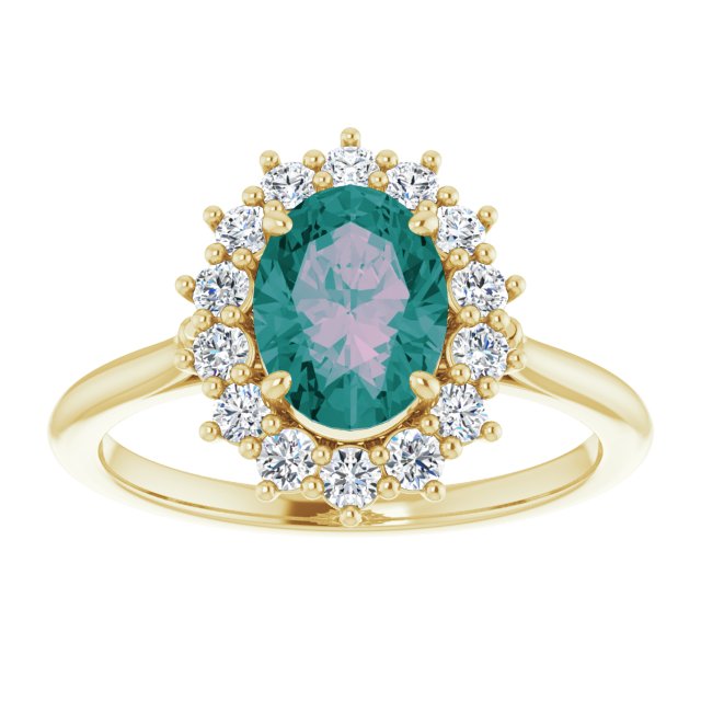 Oval Lab-Grown Alexandrite & 3/8 CTW Natural Diamond Ring