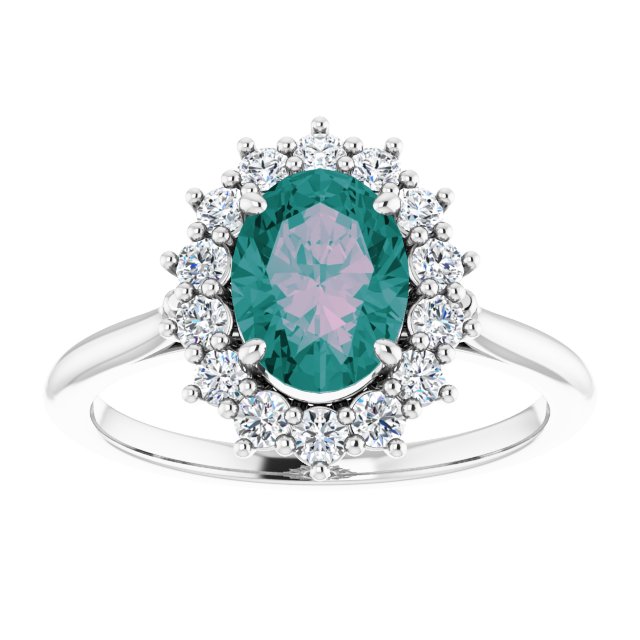 Oval Lab-Grown Alexandrite & 3/8 CTW Natural Diamond Ring