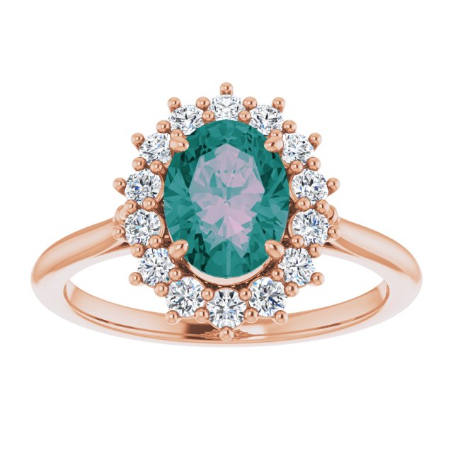 Oval Lab-Grown Alexandrite & 3/8 CTW Natural Diamond Ring