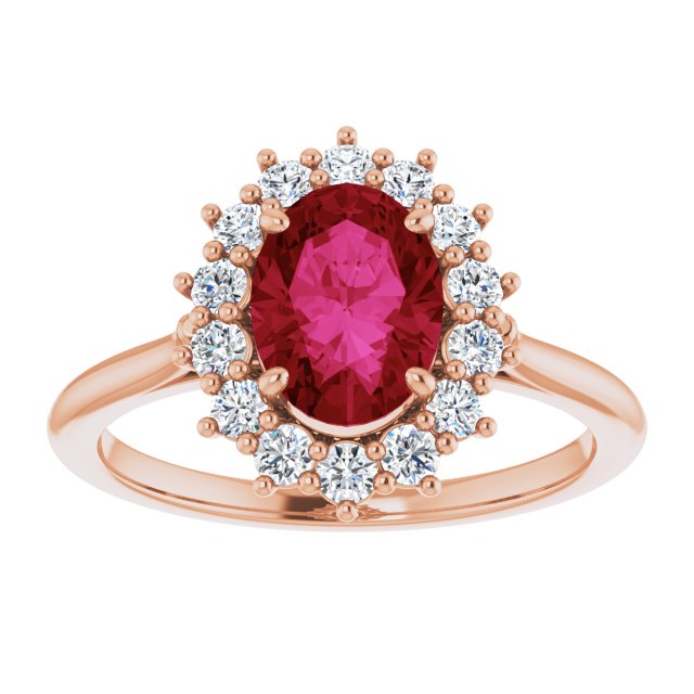 Oval Lab-Grown Ruby & 3/8 CTW Natural Diamond Ring