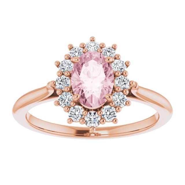 Oval Natural Pink Morganite & 3/8 CTW Natural Diamond Ring