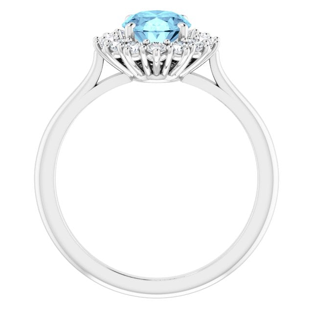 Oval Natural Aquamarine & 3/8 CTW Natural Diamond Ring