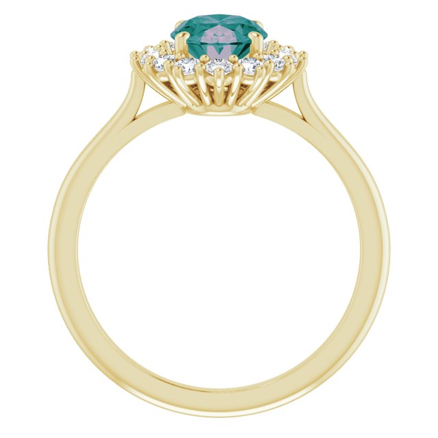 Oval Lab-Grown Alexandrite & 3/8 CTW Natural Diamond Ring