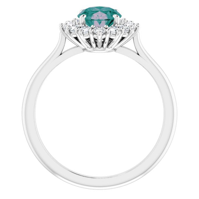 Oval Lab-Grown Alexandrite & 3/8 CTW Natural Diamond Ring
